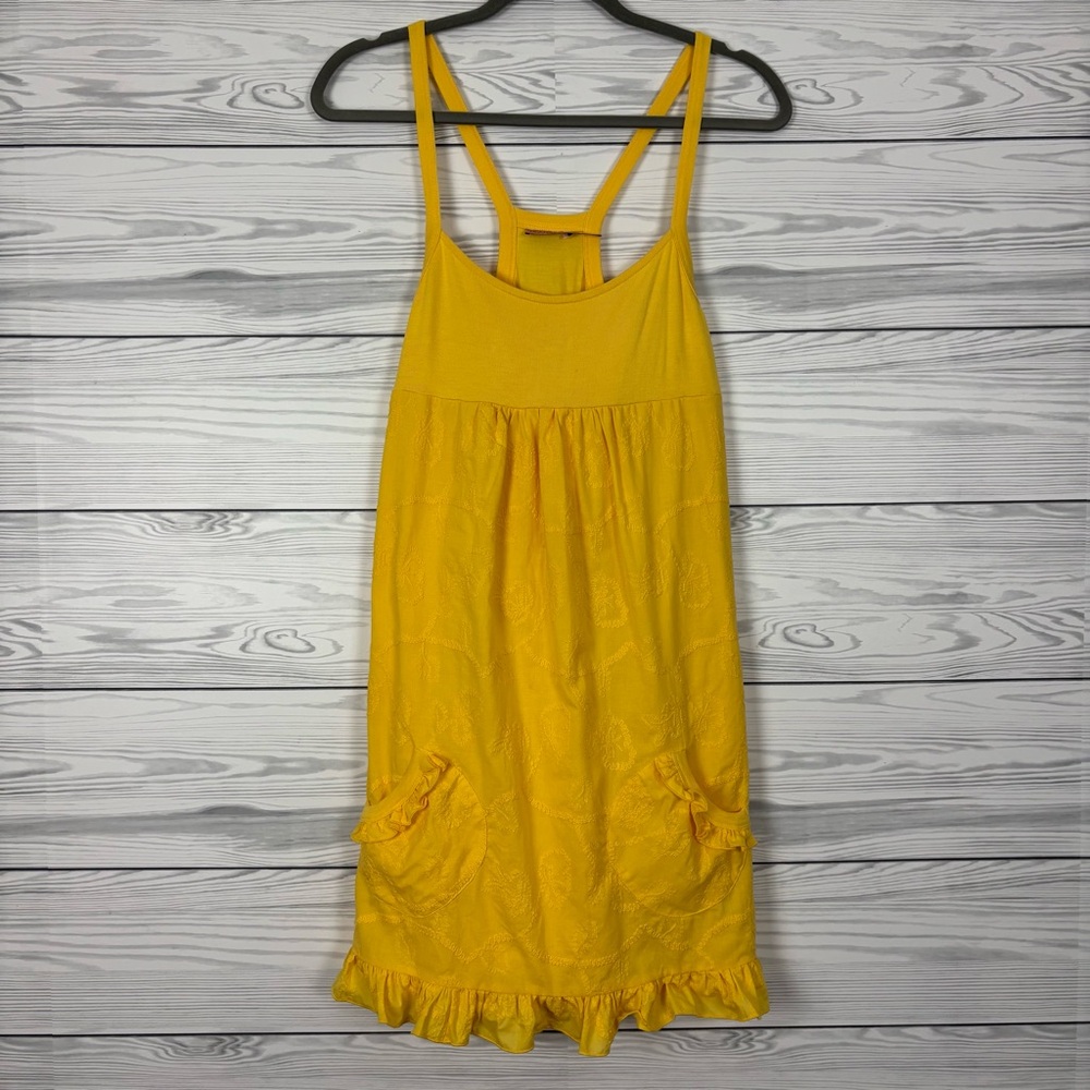 Juicy Couture Yellow Racerback Babydoll Dress Eyelet Y2K size Small